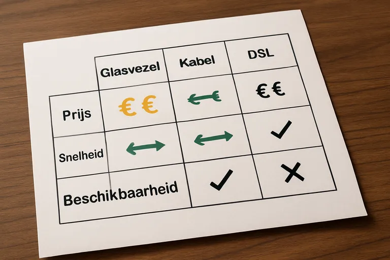 Glasvezel vergeleken met kabel en DSL